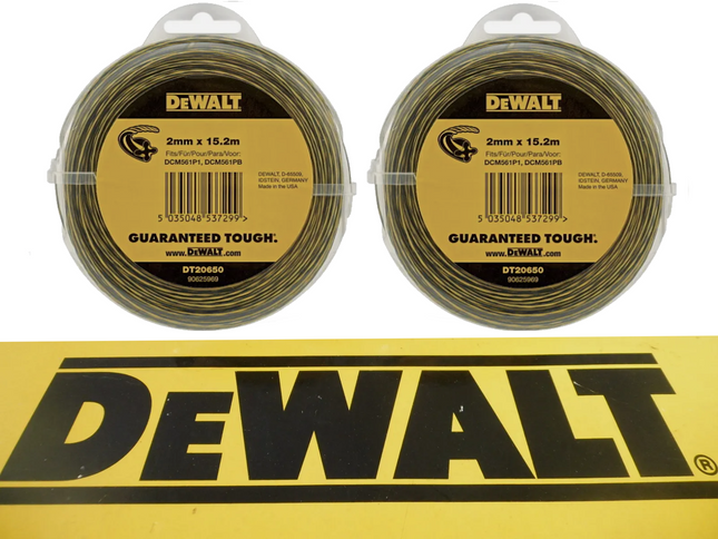 2 Packs of Dewalt DT20650 DCM561 Trimmer Strimmer Line 15.2m x 2mm