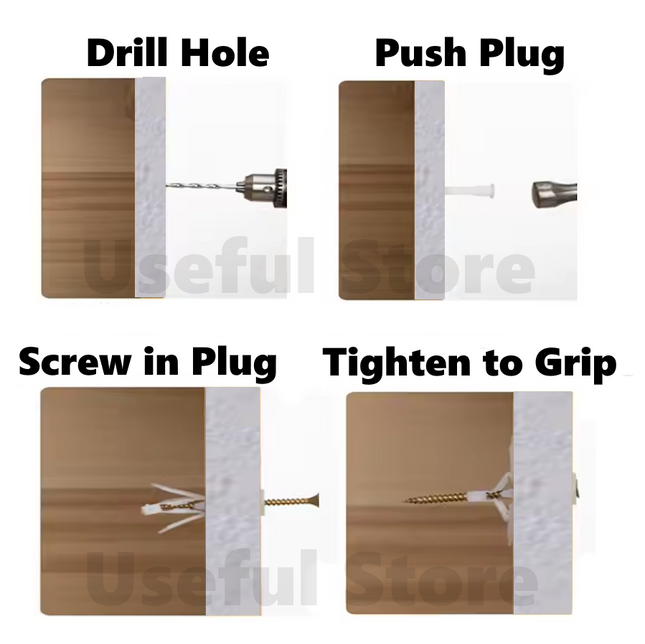 10 X Cavity Hollow Wall Plugs and Screws Set For Raw Plasterboard Nylon Fixings
