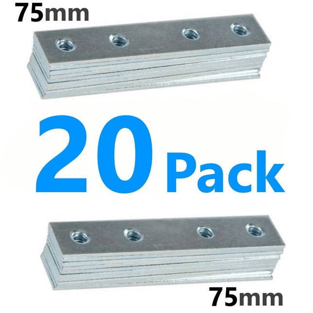 20x 75mm Steel Mending Fixing Plate Flat Brackets Straight Repair Braces Joining
