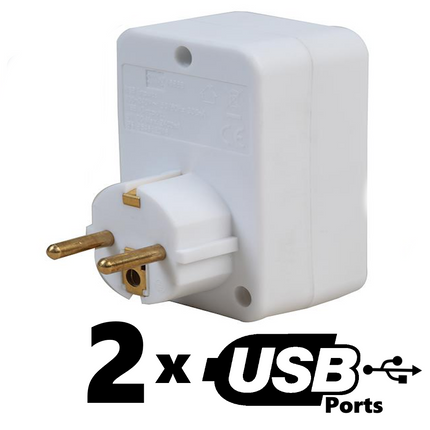 UK to EU Travel Adaptor 2 USB European Plug Adapter with 2 USB Ports 10AMP