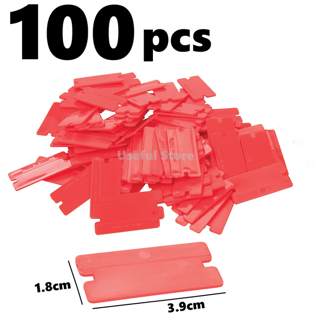 100X Plastic Edge Blades Double Edge Razor Scraper For Paint Clean Glue Remover