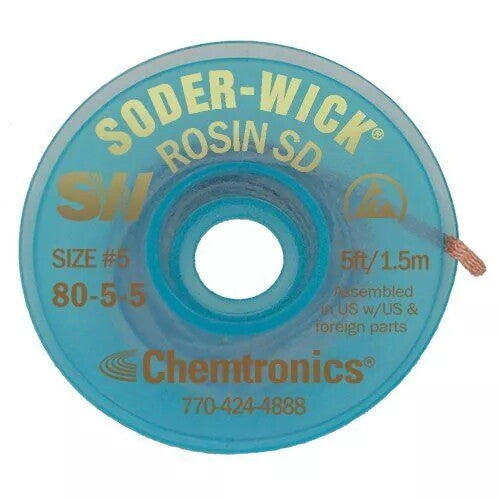 Chemtronics Soder-Wick Rosin Desoldering Braid Wick 3.7mm Brown Label 80-5-5