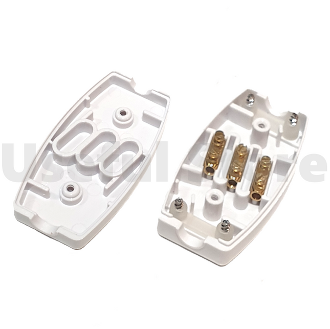 2x 13A In-Line Connector 3 Way Junction Wire Mains Cable Flex Electrical Joiner