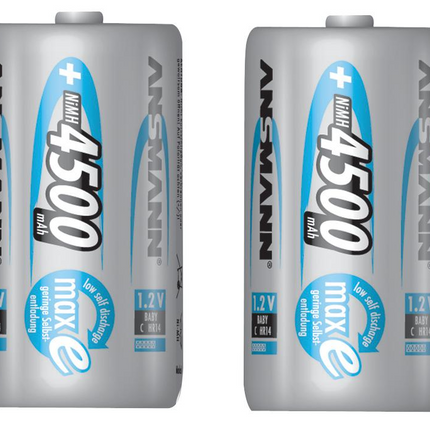 New 2x Ansmann C HR14 4500mAh Rechargeable Batteries Max-E **High Capacity**