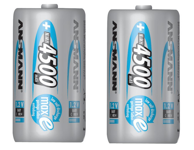 New 2x Ansmann C HR14 4500mAh Rechargeable Batteries Max-E **High Capacity**