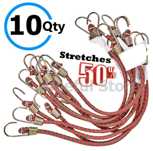 10 Small Mini Bungee Cords 10" / 250mm Shock Bike Car Camping Elastic Strap Hook