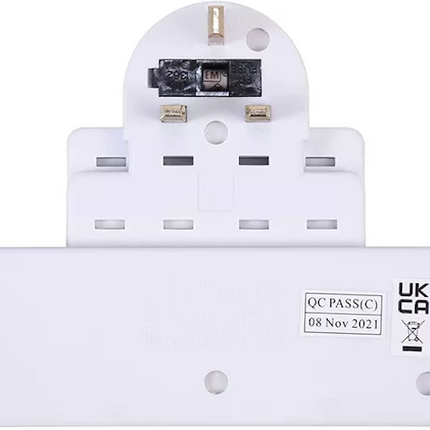 2 Qty, 4 Way Gang Surge Extension Wall Socket Adaptor uk Plug Convert Switched
