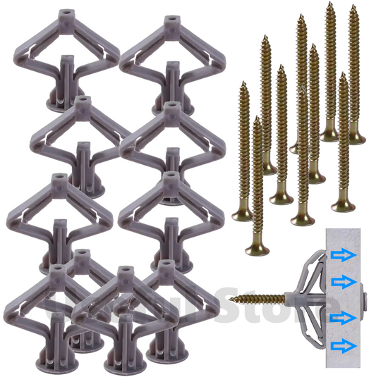 Cavity Hollow Raw Wall Plugs and Screws Set Plasterboard Expand Nylon Fixings