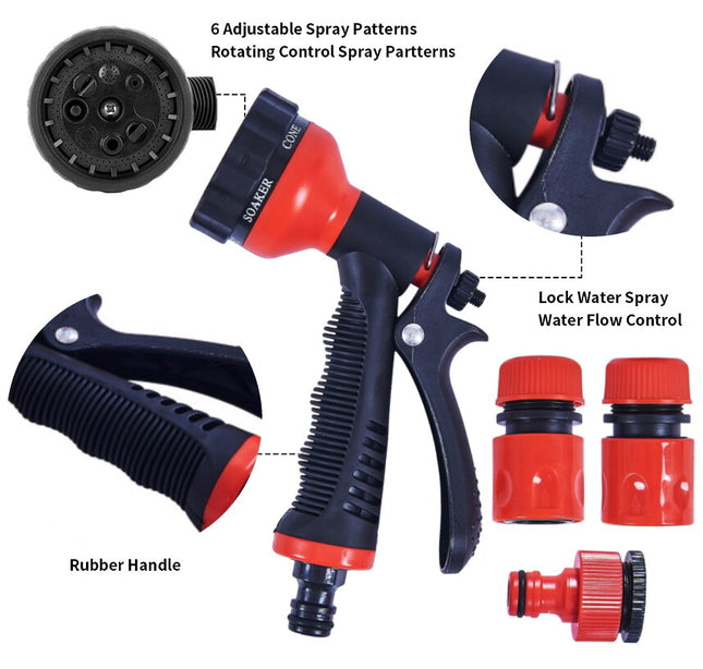 Multi Function Sprayer Garden Hose Pipe Fittings Water Nozzle Spray Gun Grip UK