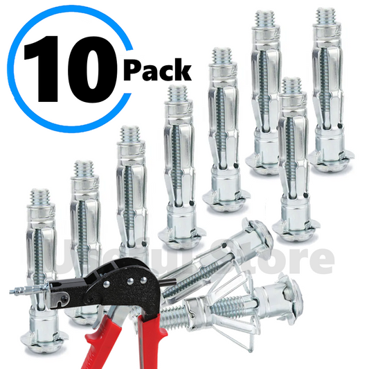 10 x Heavy Duty Hollow Wall Anchors Metal/Cavity/Plasterboard Plug/Fixing Screws
