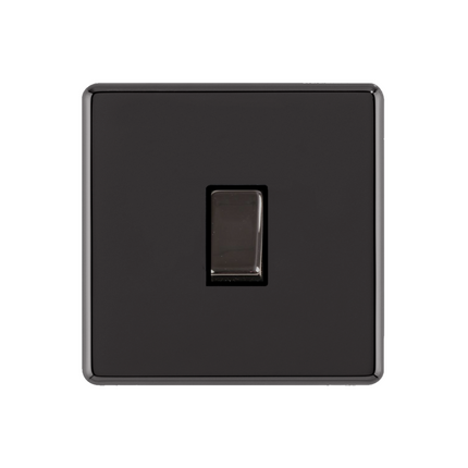 Screwless Slim Black Nickel Mirror Light Switches & Sockets with Black Inserts