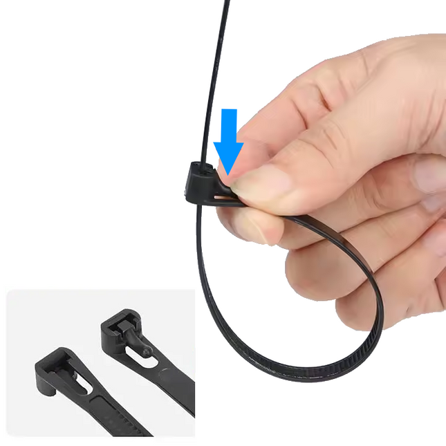 Cable Ties Releasable Reusable Black Plastic Zip Tie Wraps 7.5mm x 300mm UK