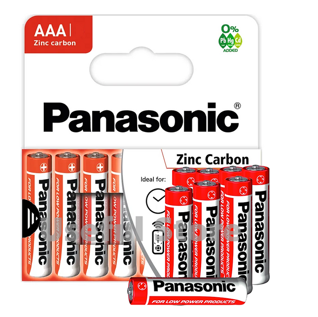 AAA Genuine PANASONIC Zinc Carbon Batteries - LR03 1.5V MN2400 New Long Expiry