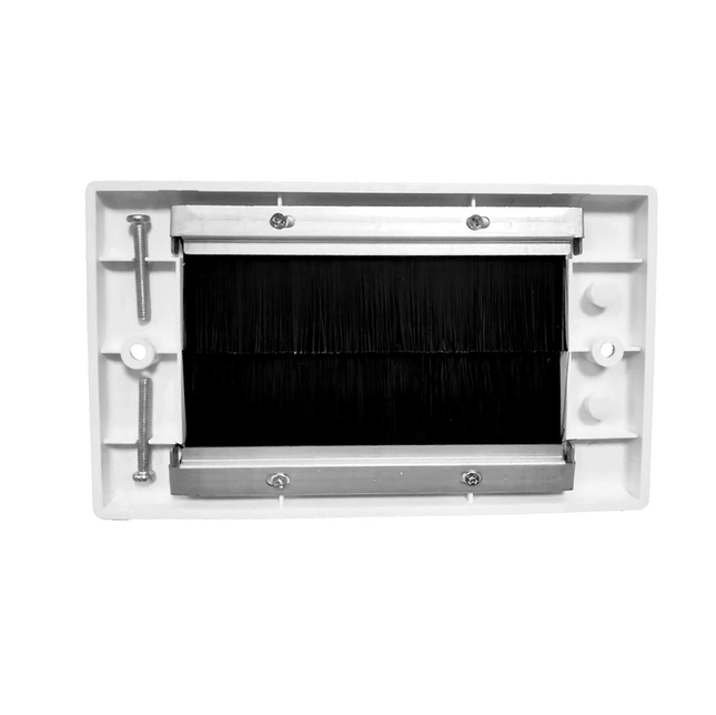 Cable Entry/Exit BRUSH Faceplate for Wall Outlet Double Gang White & Black Brush