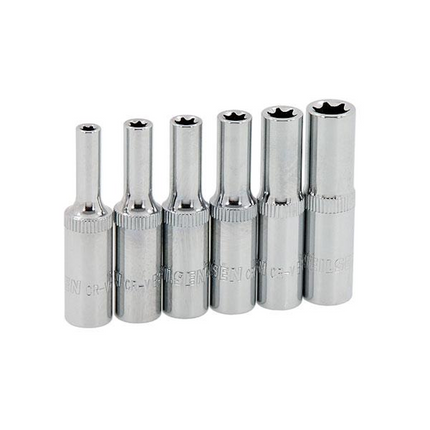 Neilsen Deep Star Profile Sockets E4 E5 E6 E7 E8 E10  Socket Set 1/4" with Rail