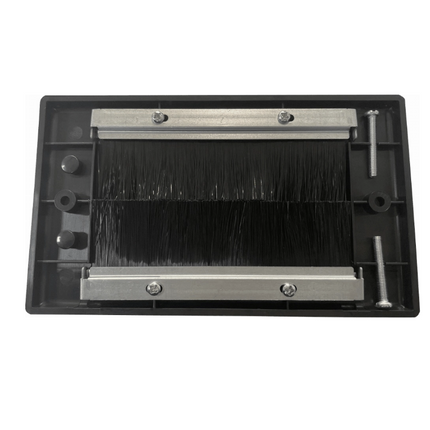 Cable Entry/Exit BRUSH Faceplate for Wall Outlet Double Gang BLACK & Black Brush