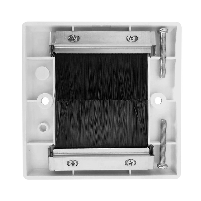 Cable Entry/Exit BRUSH Faceplate for Wall Outlet Single Gang White & Black Brush