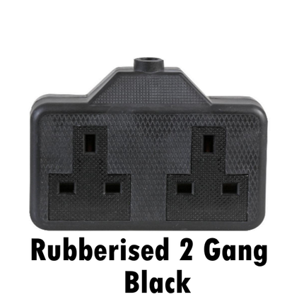 13 Amp 2 Gang Rubber Socket Heavy Duty Mains Electrical High Impact 13A UK