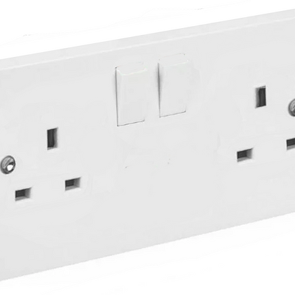Switched Plug Sockets White Plastic UK Light Electrical Wall Socket 13 Amp