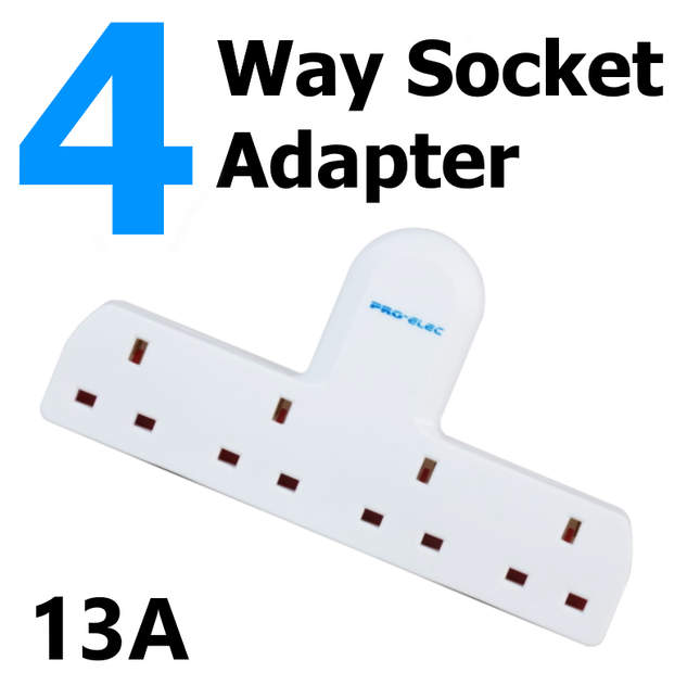 4 Gang Extension Multi Plug 4 Way 13a uk Mains Convert Power Adaptor