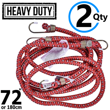 2x 72" Long Bungee Cords Wires Hooks Cables Straps Bungie Elastic Rope Tie 180cm