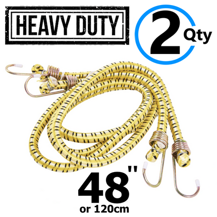 2x 48" Long Bungee Cords Wires Hooks Cables Straps Bungie Elastic Rope Tie 120cm