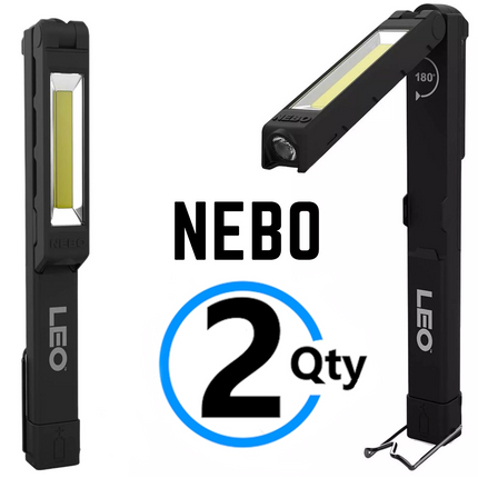 2x Worklight Torch Nebo Multi-Directional Cob LED 220 Lumens Black INC BATTERIES