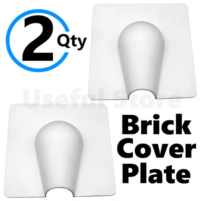 2 Brick Buster Plate Cable Wall Entry Tidy Cover Exterior Outdoor Coaxial WHITE