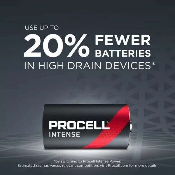 10 x Duracell D Procell INTENSE Range Power Size D Type Batteries LR20 Size 1.5V