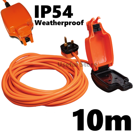 Weatherproof Mains Outdoor Garden Power Extension Lead with IP54 Orange 1 Socket
