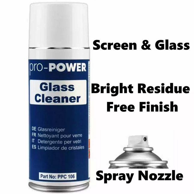 Screen and Glass Cleaner Car Smear & Residue Free 400ml Aerosol Spray Canister