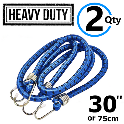 2x 30" Long Bungee Cords Wires Hooks Cables Straps Bungie Elastic Rope Tie 75cm