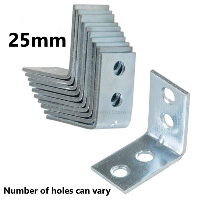 10x 25mm Corner Braces Right Angle L Shape Plate Fence Shelf Repair Brackets