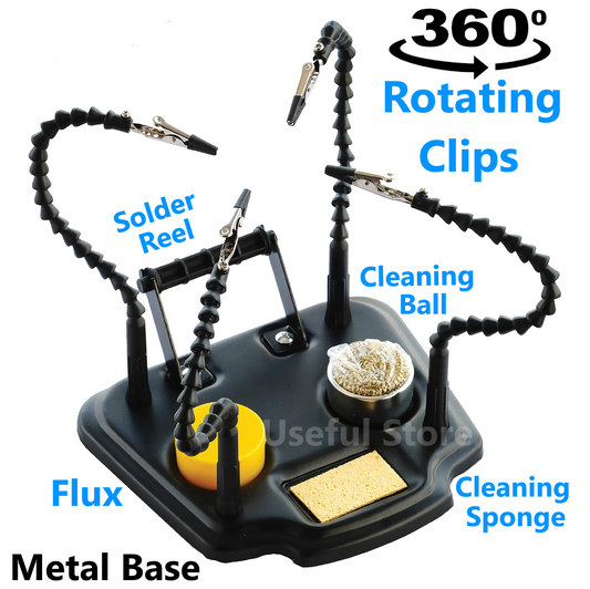 Flexible Third Hand Soldering Clips Arms Stand Holder Sponge Flux Cleaning Ball