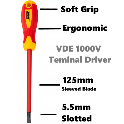 2  Screwdriver VDE Electrical Slotted Flat Insulated Terminal Driver 100mm 125mm