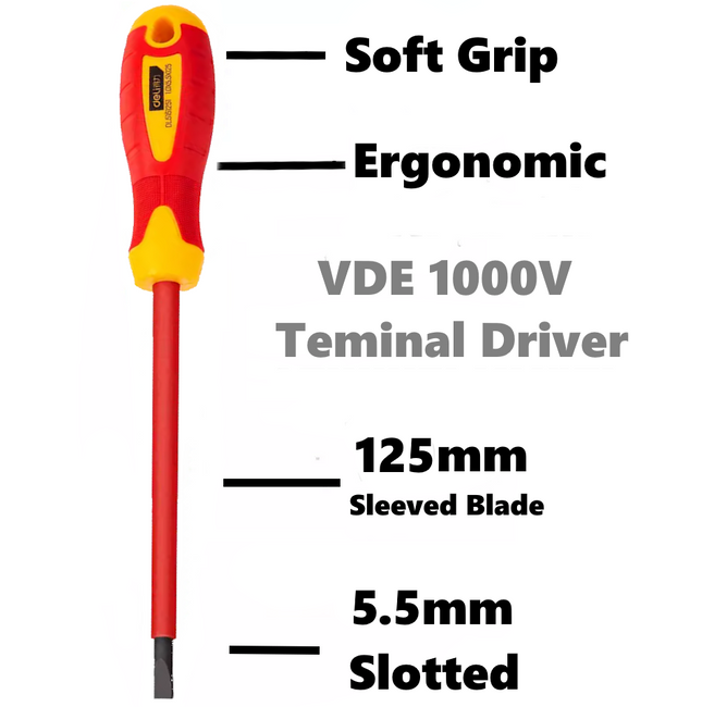 2  Screwdriver VDE Electrical Slotted Flat Insulated Terminal Driver 100mm 125mm