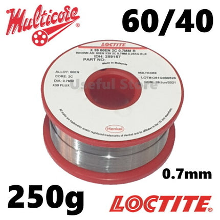 Multicore Loctite 60/40 Tin Lead No Clean Rosin Flux Solder Wire 0.7 1.2mm 250g