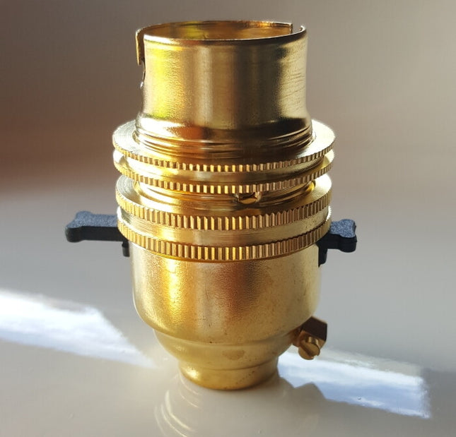 Switched Brass Bayonet Cap BC B22 Bulb Lamp Holder Shade Ring 1/2 Inch Thread