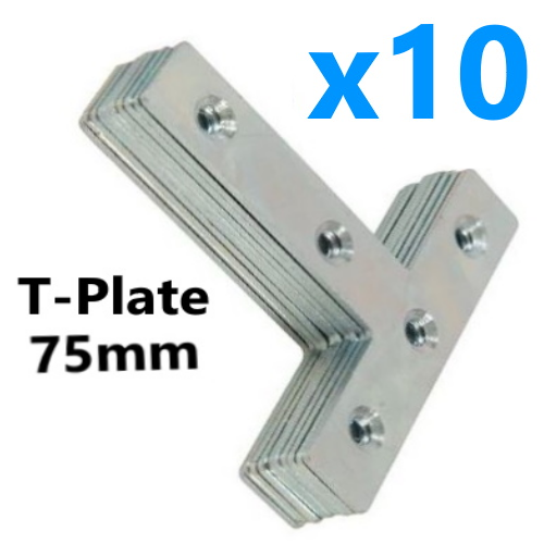 10x 75mm T Plate Steel Mending Fixing Flat Brackets Corner Repair Braces Joining