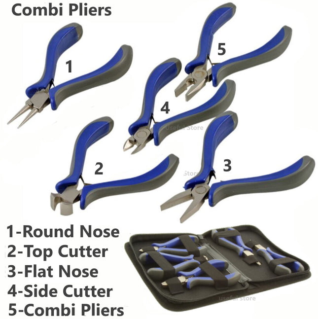 Small Pliers Beading Jewellery Hobby Making Tools Kit Set Round Nose Flat Cutter