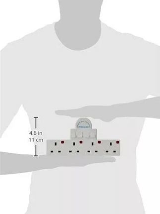 4 Way Gang Surge Extension Wall Socket Adaptor UK Plug Convert 13A Neon Switched