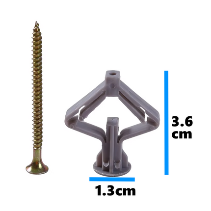 Cavity Hollow Raw Wall Plugs and Screws Set Plasterboard Expand Nylon Fixings