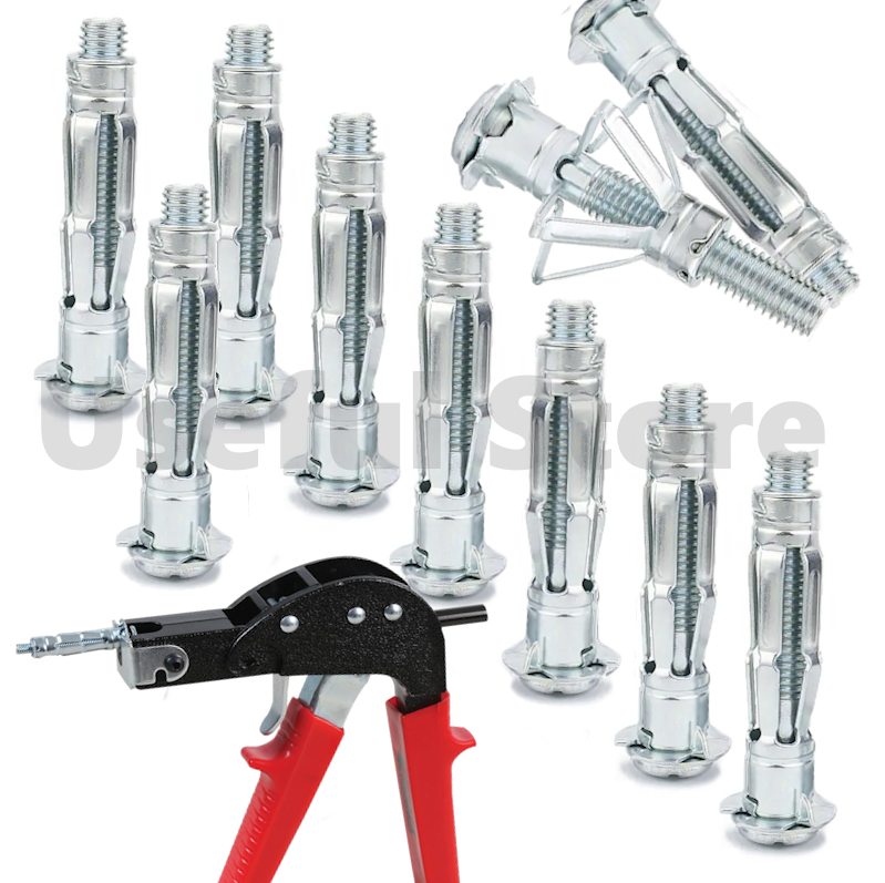 10 x Heavy Duty Hollow Wall Anchors Metal/Cavity/Plasterboard Plug/Fixing Screws