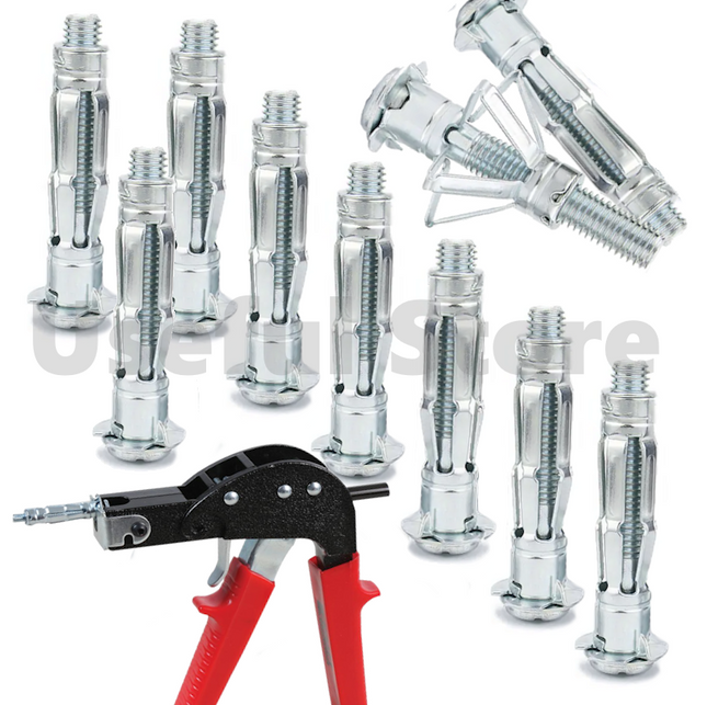 10 x Heavy Duty Hollow Wall Anchors Metal/Cavity/Plasterboard Plug/Fixing Screws
