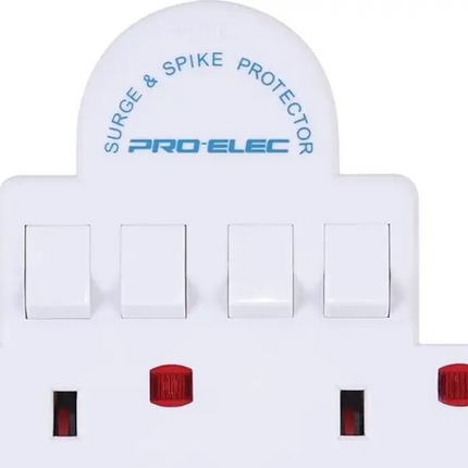 2 Qty, 4 Way Gang Surge Extension Wall Socket Adaptor uk Plug Convert Switched