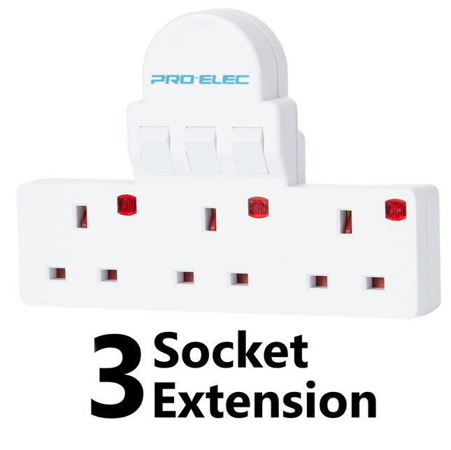 Main Adaptor Extension Power Socket 3 or 4 Way Gang Switched Multi UK Plug 13A