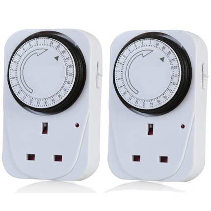 24 Hour Mechanical Mains Plug In Timer Switch Time Clock Socket UK 3 Pin Adapter