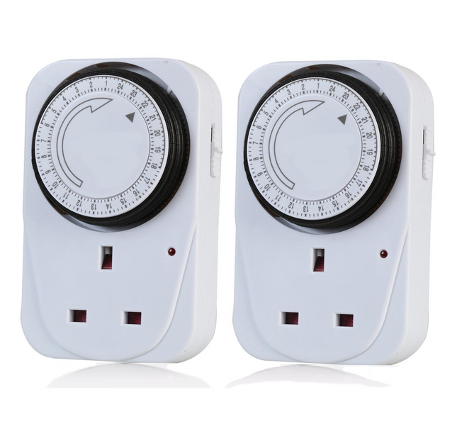 24 Hour Mechanical Mains Plug In Timer Switch Time Clock Socket UK 3 Pin Adapter