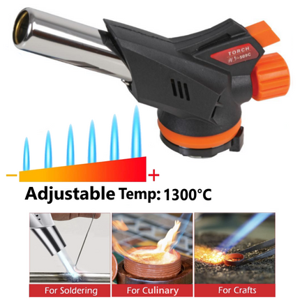 BLOW TORCH HEAD BUTANE REFILLABLE WELD CULINARY CAMPING COOKING CREME BRULEE