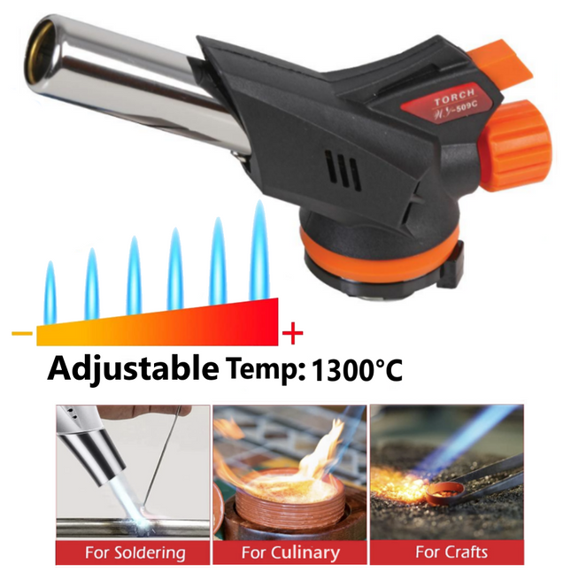 BLOW TORCH HEAD BUTANE REFILLABLE WELD CULINARY CAMPING COOKING CREME BRULEE